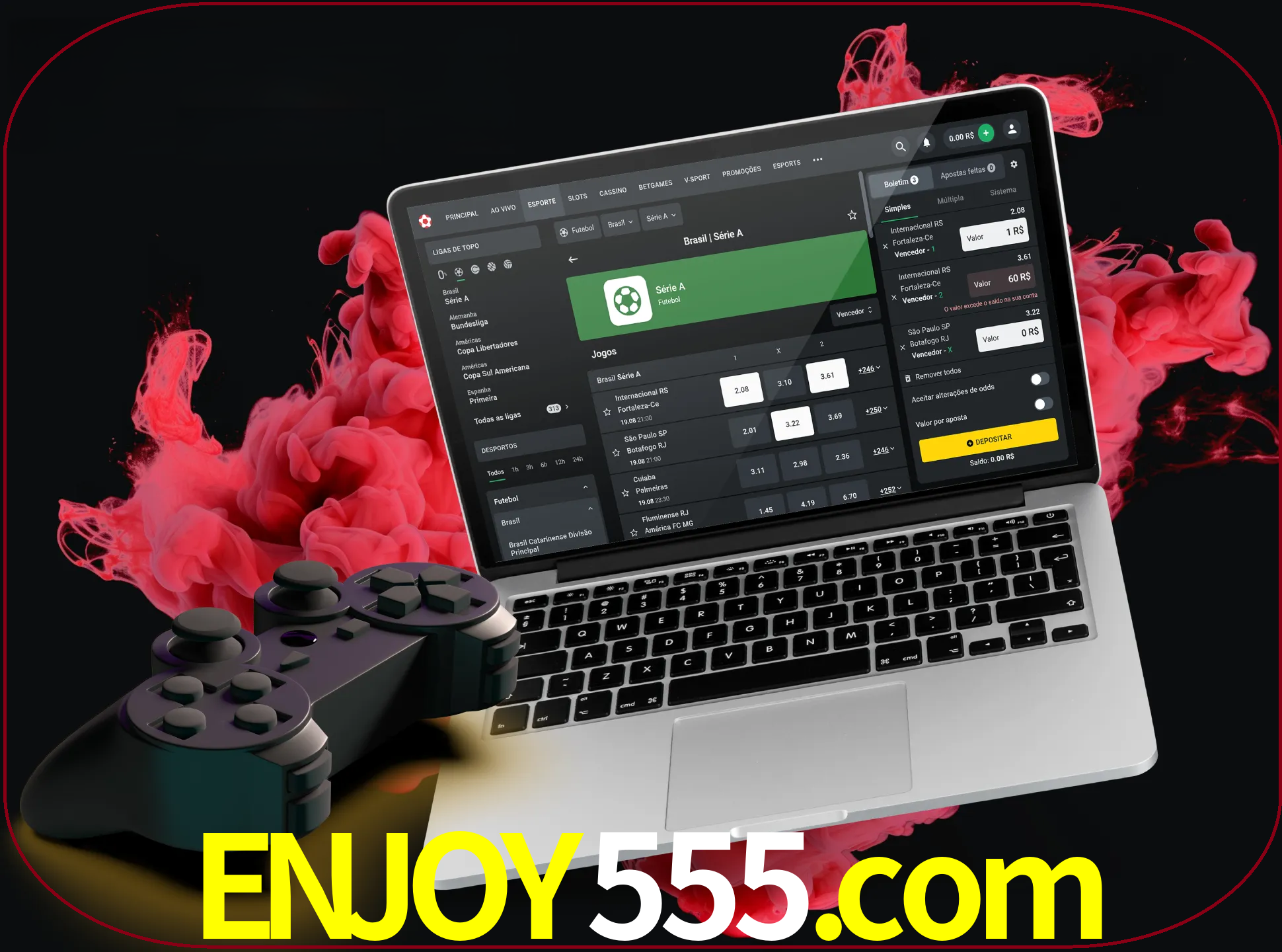 Visite a secção especial de jogos de vídeo em enjoy555 para descobrir em que jogos pode apostar e ganhar muito dinheiro.