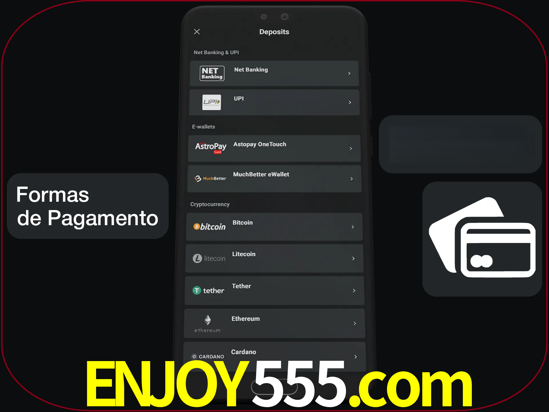 Escolha a forma de pagamento de sua preferência.
