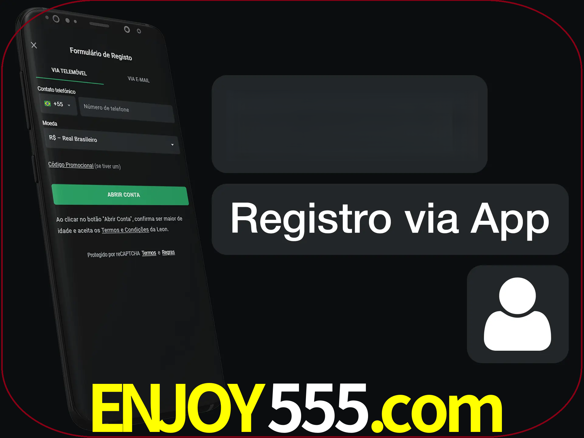 Registre-se com duas etapas usando o aplicativo.
