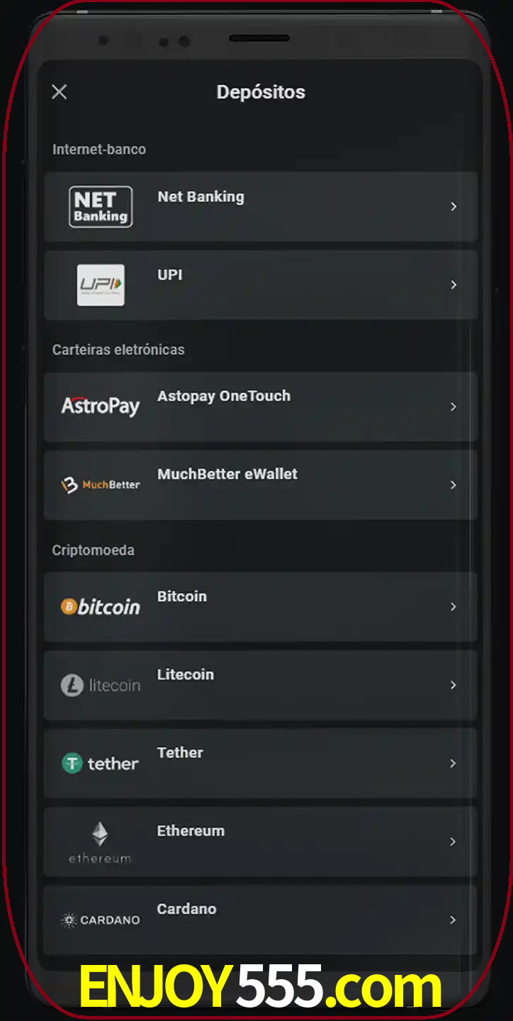 Você pode usar métodos alternativos de depósito.