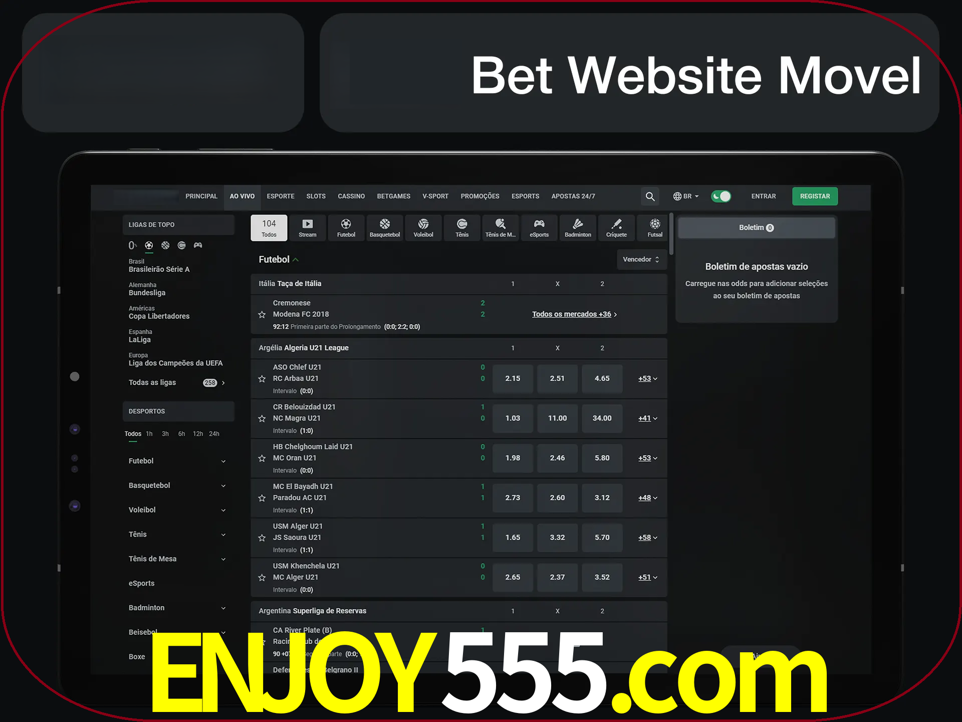 Use nosso website em qualquer dispositivo.